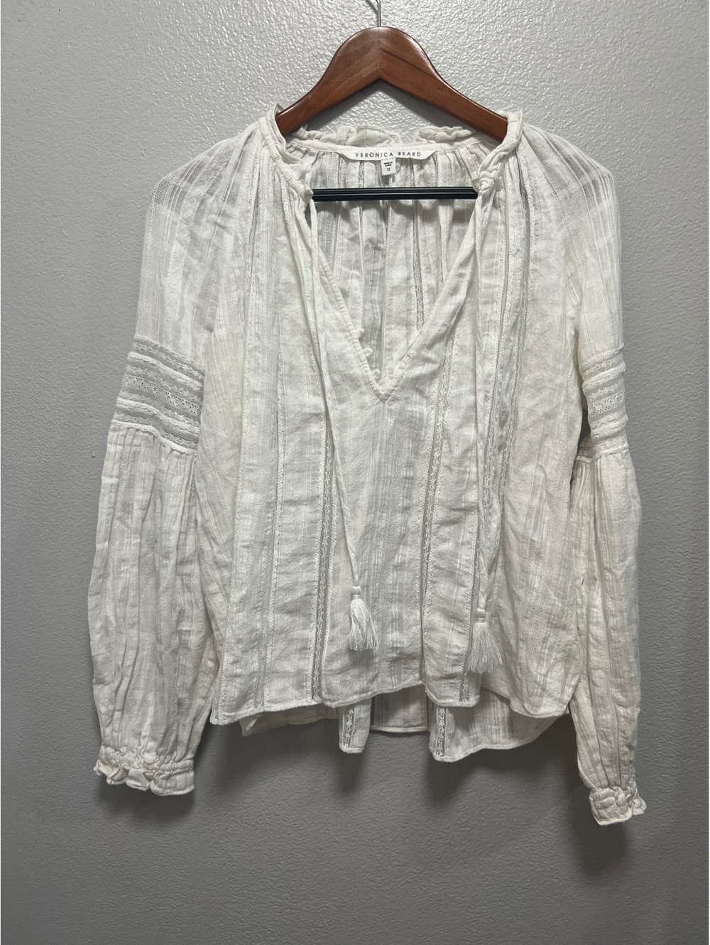 Veronica Beard white peasant blouse size 12